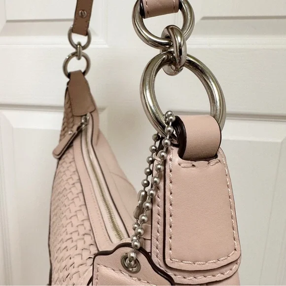 Coach Kristin Woven Leather Hobo Shoulder Bag Tuberose Pink - Picture 8 of 12